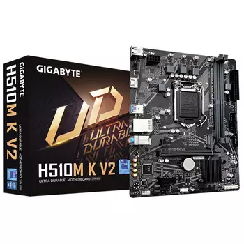 Материнская плата mATX GIGABYTE H510M K V2 2.0 (LGA1200, Q470, 2*DDR4(3200), 2*SATA 6G RAID, M.2, PCI-E, Glan, 2*USB 3.2, 4*USB 2.0, HDMI)