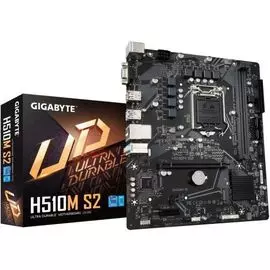 Материнская плата mATX GIGABYTE H510M S2 LGA1200, H510, 2*DDR4(3200), 4*SATA 6G, M.2, 2*PCIE, 7.1CH, Glan, 2*USB 3.2, D-Sub