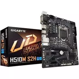 Материнская плата mATX GIGABYTE H510M S2H (УЦЕНЕННЫЙ) (LGA1200, H510, 2*DDR4(3200), 4*SATA 6G, M.2, 3*PCIE, 7.1CH, Glan, 4*USB 3.2, D-Sub, HDMI, DVI-D
