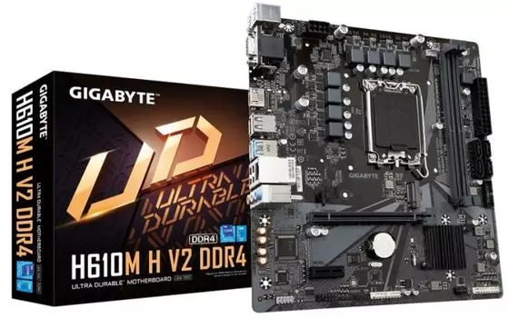 Материнская плата mATX GIGABYTE H610M H V2 DDR4 (LGA1700, H610, 2*DDR4(3200), 4*SATA 6 Гб/с, M2, Aud