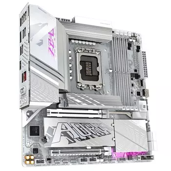 Материнская плата mATX GIGABYTE Z890M AORUS ELITE WF7 ICE (LGA1851, Z890, 4*DDR5(8800), 4*SATA 6G RAID, 3*M.2, 3*PCI-E, 7.1CH, 5*USB 3.2, 4*USB 2.0, U