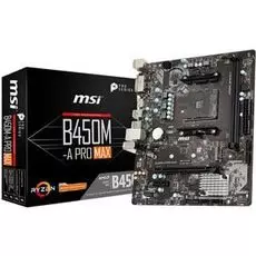 Материнская плата mATX MSI B450M-A PRO MAX (AM4,AMD B450,2*DDR4(2667),4*SATA 6G,M.2,2*PCIE,7.1CH,Glan,6*USB 3.2/DVI-D/HDMI)