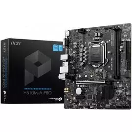 Материнская плата mATX MSI H510M-A PRO (LGA1200, H510, 2*DDR4(3200), 4*SATA 6G, M.2, 2*PCIE, 7.1CH, Glan, 4*USB 3.2, HDMI/VGA)