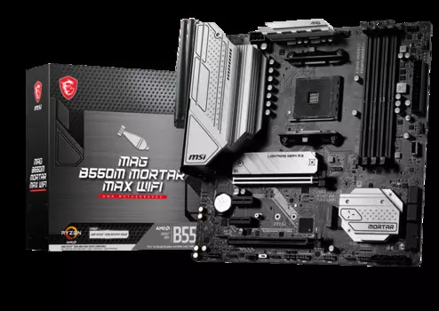 Материнская плата mATX MSI MAG B550M MORTAR MAX WIFI (AM4, AMD B550, 4*DDR4 (4400), 6*SATA 6G RAID, 2*M.2,4*PCIE, 2.5Glan, WiFi, BT, HDMI, DP, USB Typ