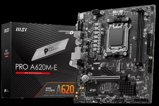 Материнская плата mATX MSI PRO A620M-E (AM5, B650, 2*DDR5, 4*SATA 6G RAID, M.2, 7.1Ch, 2*PCIE, Glan, 4*USB 3.2, 2*USB 2.0, VGA, HDMI)