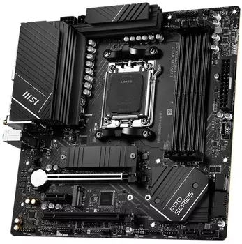 Материнская плата mATX MSI PRO B650M-A WIFI (AM5, AMD B650, 4*DDR5 (6400), 4*SATA 6G RAID, 2*M.2, 3*PCIE, 2.5Glan, WiFi, BT, HDMI, DP, 8*USB 3.2)