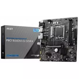 Материнская плата mATX MSI PRO B660M-G DDR4 (LGA1700, B660, 2*DDR4(4600), 4*SATA 6Gb/s RAID, 2*M.2, 2*PCIE, 7.1CH, 2.5Glan, 4*USB 3.2, VGA, HDMI, DP)