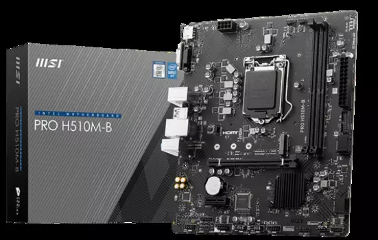 Материнская плата mATX MSI PRO H510M-B (LGA1200, H510, 2*DDR4 (2933), 4*SATA 6G, M.2, 2*PCIE, Glan, HDMI, VGA, 2*USB 3.2, 4*USB 2.0)