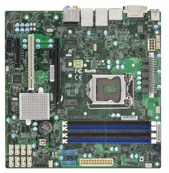 Материнская плата mATX Supermicro MBD-X11SAE-M-B (LGA1151, C236, 4*DDR4 (2400), M.2, 2*PCIE, 2*Glan, DVI-D, HDMI, DP, 4*USB 3.1, 2*USB 2.0)