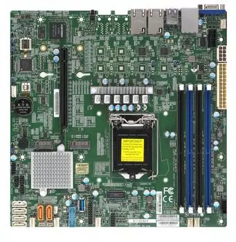 Материнская плата mATX Supermicro MBD-X11SCM-F-B (УЦЕНЕННЫЙ) (LGA1151v2, C246, 4*DDR4(2666), 6*SATA 6G RAID, 2*M.2, PCIE, 2*Glan, VGA, COM, 5*USB 3.1,