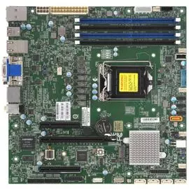 Материнская плата mATX Supermicro MBD-X11SCZ-F-B (LGA1151, C246, 4*DDR4(2666), 5*SATA 6G RAID, M.2, 3*PCIE, 2*Glan, VGA, 2*DP, DVI-I, USB Type-C, 3*US