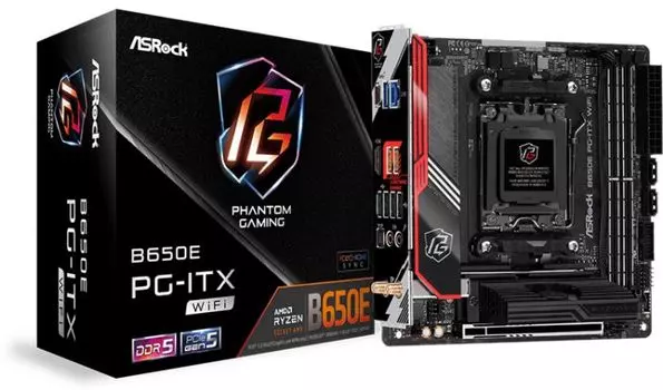 Материнская плата mini-ITX ASRock B650E PG-ITX WIFI (AM5, B650, 2*DDR5 (6800), 2*SATA, 2*M.2, 3*USB 3.2, 4*USB 2.0, USB Type-C, 2*PCIe x16, HDMI)