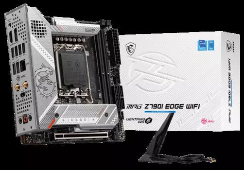 Материнская плата mini-ITX MSI MPG Z790I EDGE WIFI (LGA1700, Z790, 2*DDR5 (8000), 4*SATA 6G RAID, M.2, PCIE, 2.5Glan, WiFi, BT, HDMI, DP, USB Type-C,