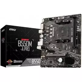 Материнская плата MSI B550M-A PRO (AM4, AMD B550, 2*DDR4(4600), 4*SATA 6G RAID, M.2, 2*PCIE, Glan, 7.1CH, HDMI, DVI-D, 5*USB 3.2, 4*USB 2.0) RTL