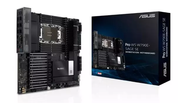 Материнская плата SSI EEB ASUS PRO WS W790E-SAGE SE 90MB1C20-M0EAY0 (LGA4677, W790, 8*DDR5 (6800), 8*SATA 6G RAID, 2*SlimSAS, 3*M.2, 7*PCIE, 10Glan, G