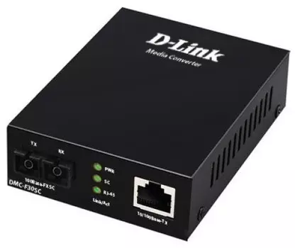 Медиа-конвертер D-link DMC-F30SC/B1A 1x10/100Base-TX, 1x100Base-FX SC, SM (до 30 км)