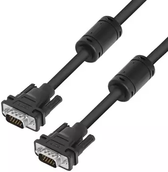 МФУ GCR Greenconnect Кабель SVGA 5.0m чёрный, ферритовые кольца, OD8.0mm. 15M / 15M Premium, 28/28 AWG, двойной экран, GCR-51862