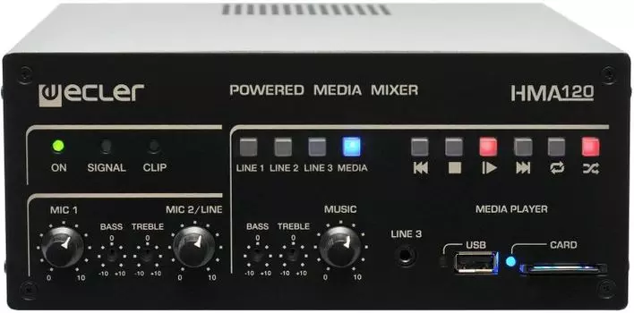 Микшер-усилитель Ecler HMA120 120 Вт – 70/100 В/4 Ом с медиаплеером