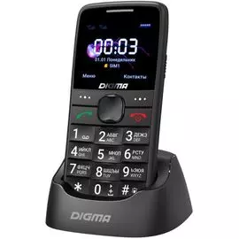 Мобильный телефон Digma S220 Linx LT1075MM 32MB 2Sim 2.2" 220x176, 0.3Mpix, GSM900/1800, MP3, FM, microSD max32GB, черный (1515437)