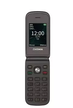 Мобильный телефон Digma VOX FS241 1879842 128Mb, 2Sim, 3G/4G, 2.44" 240x320, 0.3Mpix GSM900/1800 FM, черный, раскладной