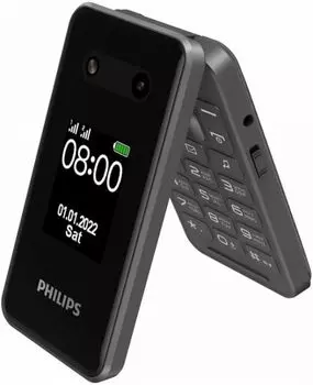 Мобильный телефон Philips Xenium E2602 CTE2602DG/00 темно-серый, раскладной 2Sim 2.8" 240x320 Nucleus 0.3Mpix GSM900/1800 FM