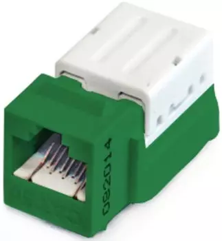 Модуль Keystone RJ45 UTP Hyperline KJNE-8P8C-C6A-90-GN (8P8C), категория 6A, 110 IDC, заделка с помо