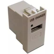 Модуль Lanmaster LAN-EZ45x22-1U/R2-WH для USB-зарядки, 1 порт, 22.5x45, белый