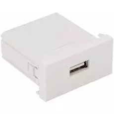 Модуль Lanmaster LAN-EZ45x22-1UA/2.1-WH USB-зарядки, 1 порт USB-A, 2.1A/5V, 22.5x45, белый