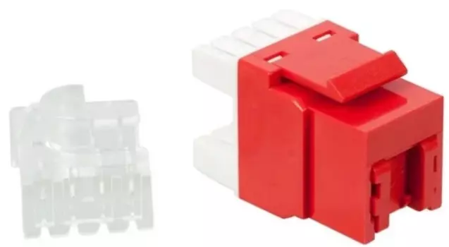 Модуль Lanmaster LAN-OK45U6/180N-RD Keystone, RJ45, неэкранированный, кат.6, без шторки, 180 градусов, красный