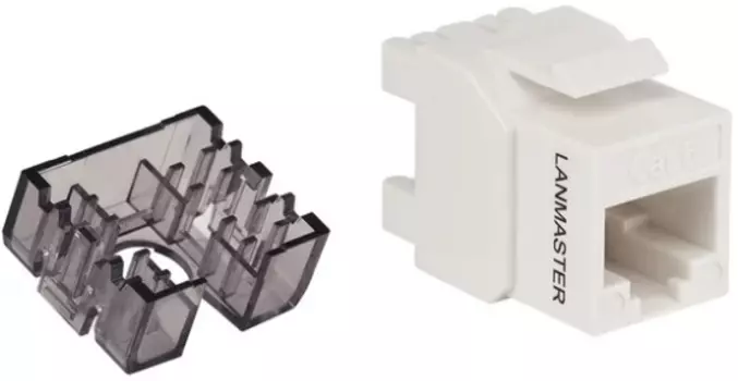 Модуль Lanmaster LAN-OK45U6/180N-WH Keystone, RJ45, неэкранированный, кат.6, без шторки, 180 градусов, белый