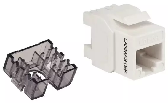 Модуль Lanmaster LAN-OK45U6A/180N-WH Keystone, RJ45, неэкранированный, кат.6A, без шторки, 180 градусов, белый