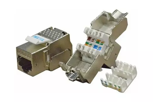 Коннектор Lanmaster TWT-OK45STP180/5E Модуль Keystone RJ45, Cat.5E, STP, 180 градусов