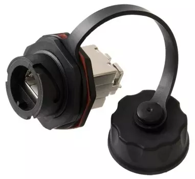Модуль NIKOMAX NMC-KJSA2-IS-BK вставка индустриальный, Кат.6a (Класс Ea), 500МГц, RJ45/8P8C, 110/KRONE, T568A/B, экранированный, IP67, с защитной крыш