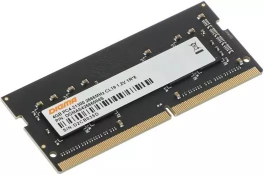 Модуль памяти DDR4 4GB Digma DGMAS42666004S 2666MHz RTL PC4-21300 CL19 SO-DIMM 260-pin 1.2В single rank Ret