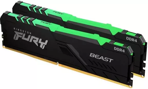 Модуль памяти DDR4 64GB (2*32GB) Kingston KF432C16BB2AK2/64 Beast RGB 3200MHz PC4-25600 CL16 2RX8 1.35В 288-pin 16Gbit dual rank с радиатором Retail