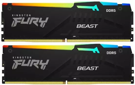 Модуль памяти DDR5 16GB (2*8GB) Kingston FURY KF552C40BBAK2-16 Beast Black RGB XMP 5200MHz CL40 1RX16 1.25V 16Gbit RTL