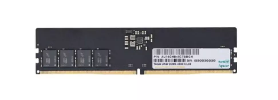 Модуль памяти AU16GHB48CTBBGH Apacer DDR5 16GB 4800MHz DIMM (PC5-38400) CL40 1.1V (Retail) 2048*8 3 years (AU16GHB48CTBBGH/FL.16G2A.PTH)