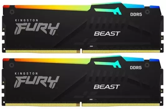 Модуль памяти DDR5 32GB (2*16GB) Kingston FURY KF560C30BBAK2-32 Beast RGB 6000MHz CL30 1.4V XMP, heatsink