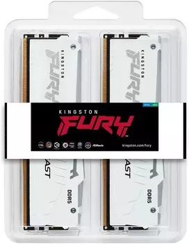 Модуль памяти DDR5 32GB (2*16GB) Kingston FURY KF560C30BWEAK2-32 Beast White, 6000MHz CL30 1.4V, EXPO Ret