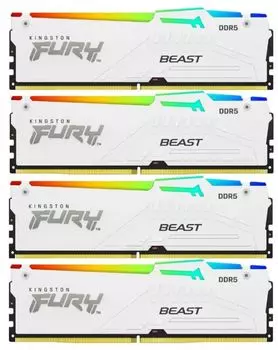 Модуль памяти DDR5 64GB (4*16GB) Kingston FURY KF552C40BWAK4-64 Beast White RGB XMP PC5-41600 5200MHz 1RX8 CL40 1.25V 288-pin 16Gbit heatsink