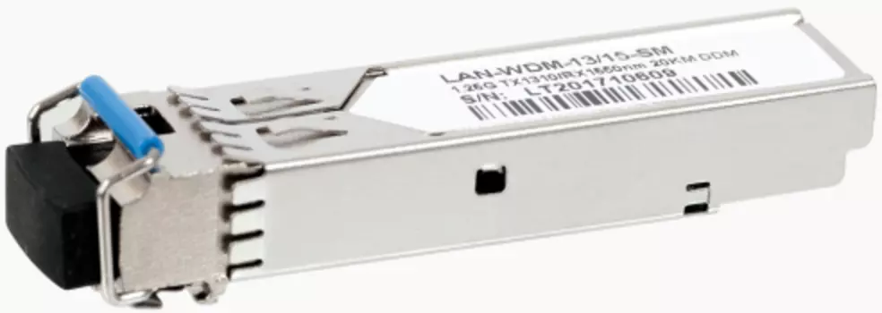 Модуль SFP Lanmaster LAN-WDMi-15/13-20-SM WDM 1.25G, 1550nm / 1310nm, 20 km, LC, промышленный, DDM, Cisco