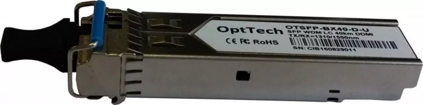 Модуль SFP OptTech OTSFP-BX40-D-U WDM, TX/RX=1310/1550nm, LC, 40km, DDMI