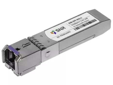 Модуль SNR SNR-SFP-W53-3-I одноволоконный, SFP WDM 1000Base-BX, разъем SC, рабочая длина волны Tx/Rx: 1550/1310нм, дальность до 3км (6dB), с поддержко
