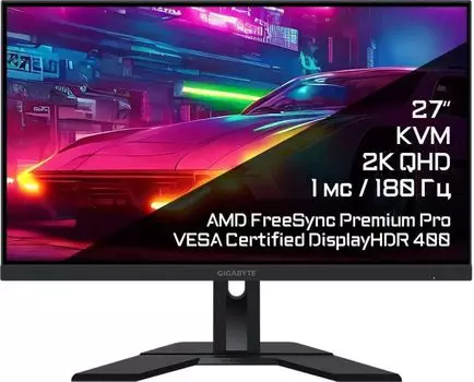 Монитор 27" GIGABYTE M27QA (IPS, 2560 x 1440, 180Hz, 1мс, 350cd/m, 1000:1, 2xHDMI-2.1, DP-1.4, 3xUSB3.0, USB Type-C )
