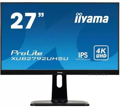 Монитор 27" Iiyama ProLite XUB2792UHSU-B6 3840x2160 LED, 16:9, IPS, 350cd, 1300:1, 80M:1, 4ms, 178/178, DP, HDMI, USB, 60Hz, Speakers, tilt, swivel, H