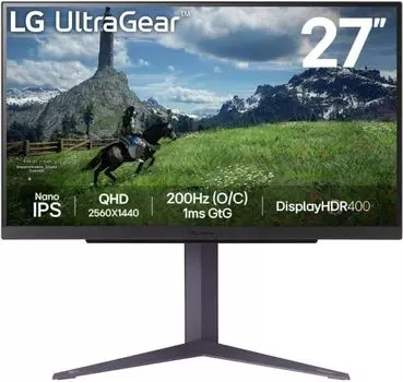 Монитор 27" LG UltraGear 27GS85Q-B 2560x1440, 400cd, 178гр/178гр, IPS LED, 16:9, 200Hz, FreeSync, DP, HDMI, USB, HAS