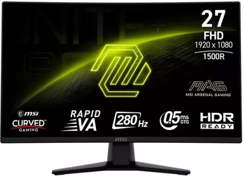 Монитор 27" MSI MAG 274CXF 9S6-3CE31T-012 1920x1080, 1мс, 300 кд/м2, 3000:1, 100M:1, 178°/178°, VA, 16:9, 280Hz, 2*HDMI 2.0, DP 1.2, Tilt, VESA