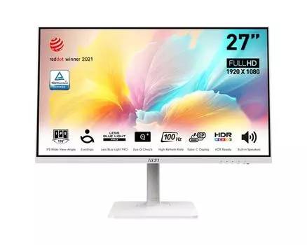 Монитор 27" MSI Modern MD2712PW 9S6-3PA49H-218 1920x1080, 1мс, 300 кд/м2, 1000:1, 100M:1, 178°/178°, IPS, 16:9, 100Hz, HDMI 1.4, USB-C, Speaker, Tilt,