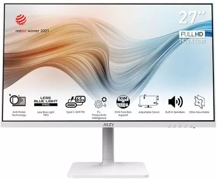 Монитор 27" MSI Modern MD272PW 9S6-3PB19H-068 1920x1080 IPS LED 16:9 HDMI M/M матовая HAS Piv 250cd 178гр/178гр 75Hz DP USB белый