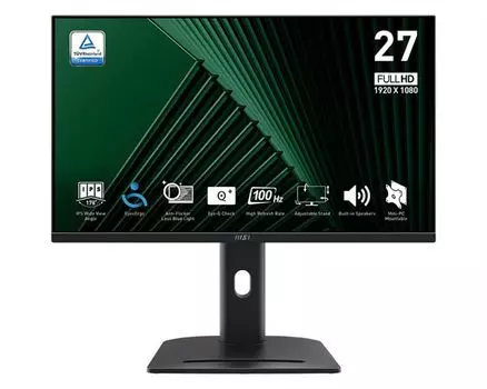 Монитор 27" MSI PRO MP275QPDG 9S6-3PC8CM-005 2560x1440, 1мс, 250 кд/м2, 1300:1, 100M:1, 178°/178°, IPS, 16:9, 100Hz, 2*HDMI, DP, USB-C, USB-B, 4*USB-A